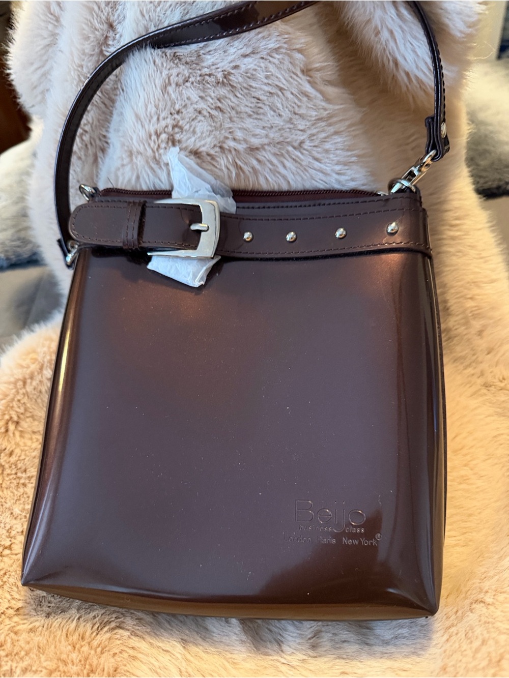 Beijo Black Interior Crossbody with Brown Trim